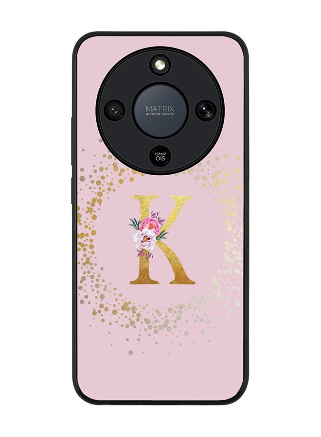 For Honor X9d / Magic8 Lite / X70 Case,Slim fit Camera Protection, Shockproof Thin Phone cover  - Custom Monogram Floral - K  (Pink )